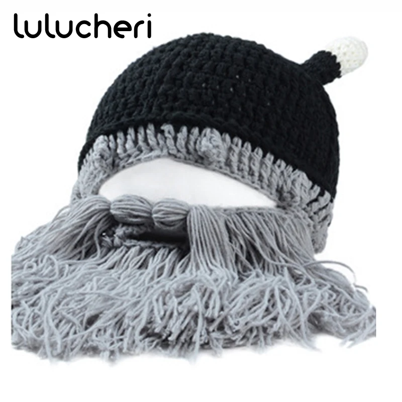 

Knitted Hats Barbarian Vagabond Viking Beard Beanies Men Women Winter Warm Caps Funny Halloween Christmas Party Gifts Handmade