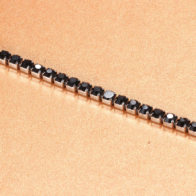 Теннисные браслеты из нержавеющей стали с белым черным циркониевым камнем женские серебряные ювелирные изделия женские регулируемые браслеты
