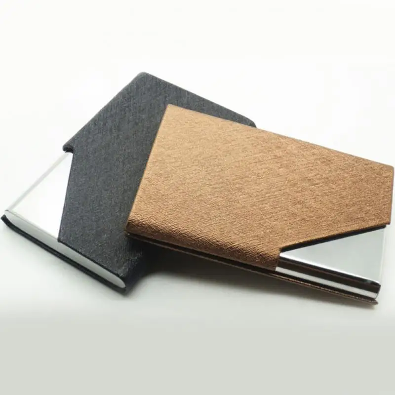 High Grade Leather Hot Waterproof Name ID Credit Business Card Holder stainless steel Case BOX Wallet Pocket Cardcase
