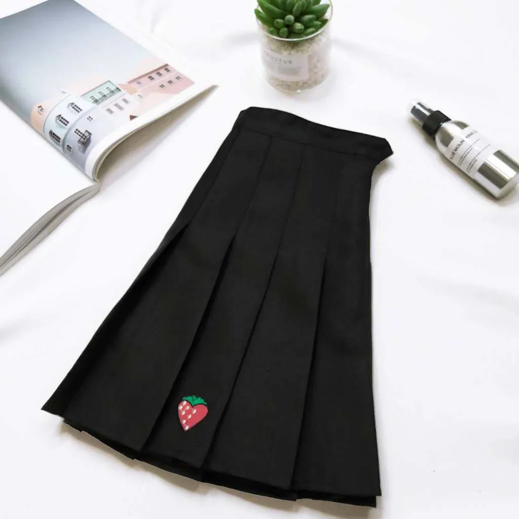 

Women's Skirt Skirts Vadim faldas jupe femme shein saia gothic jupe Ladies Casual Wild Strawberry Pleated Skirt Mini Skirt #50