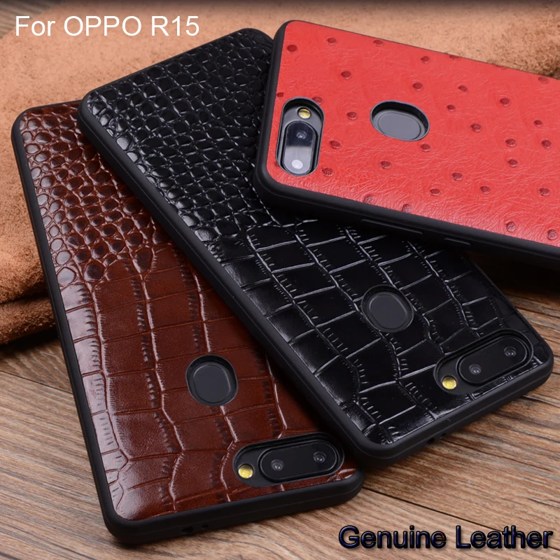 Настоящий Кожаный Чехол для мобильного телефона OPPO R15 защитный чехол с