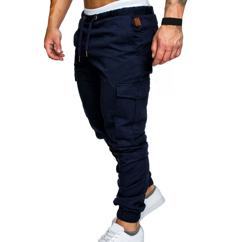 Mens Joggers Pants 2019 New Casual Solid Pockets Mid Waist Trousers Men Pants Drawstring Sweatpants Hip Hop Streetwear Pants Men