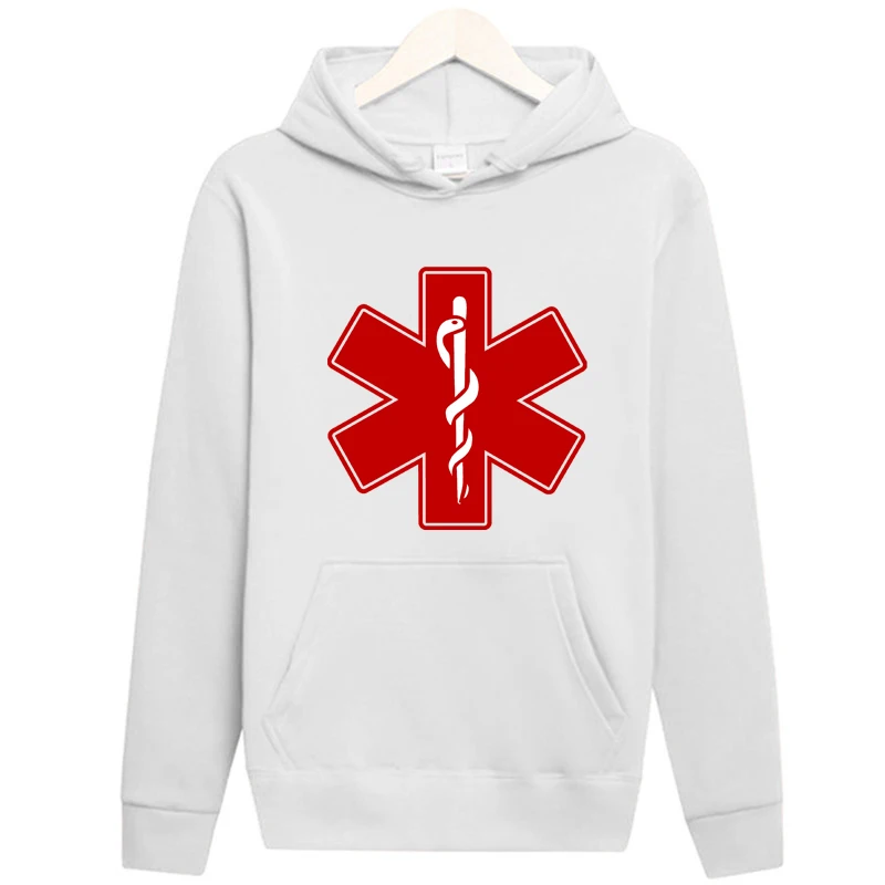 Hot Sale Hip Hop Cotton Long Sleeve Hoodies Men Clothes Ambulance Logo Print Tracksuit Acessorios Funny Hoodies Men - Цвет: as the picture