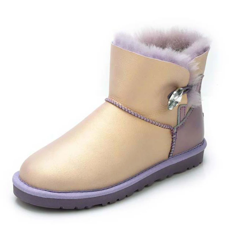 Высокое качество; Коллекция года; теплые зимние ботинки из овечьей кожи; водонепроницаемые женские зимние ботинки; женские модные ботильоны на натуральном меху