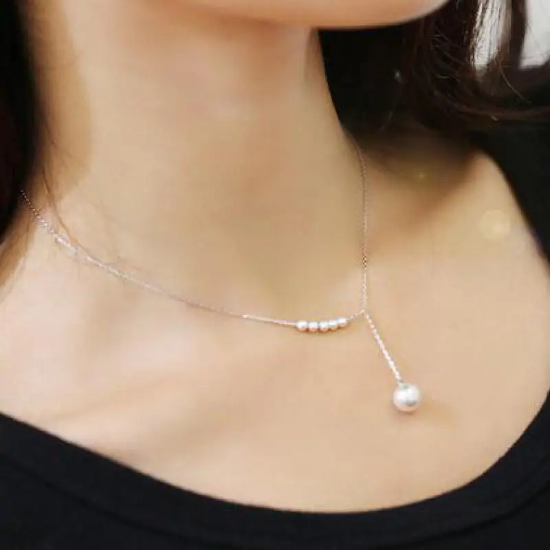 

2019 Korean jewelry temperament sweet accessories imitation pearl necklace female clavicle fine chain Statement Necklace Csgo