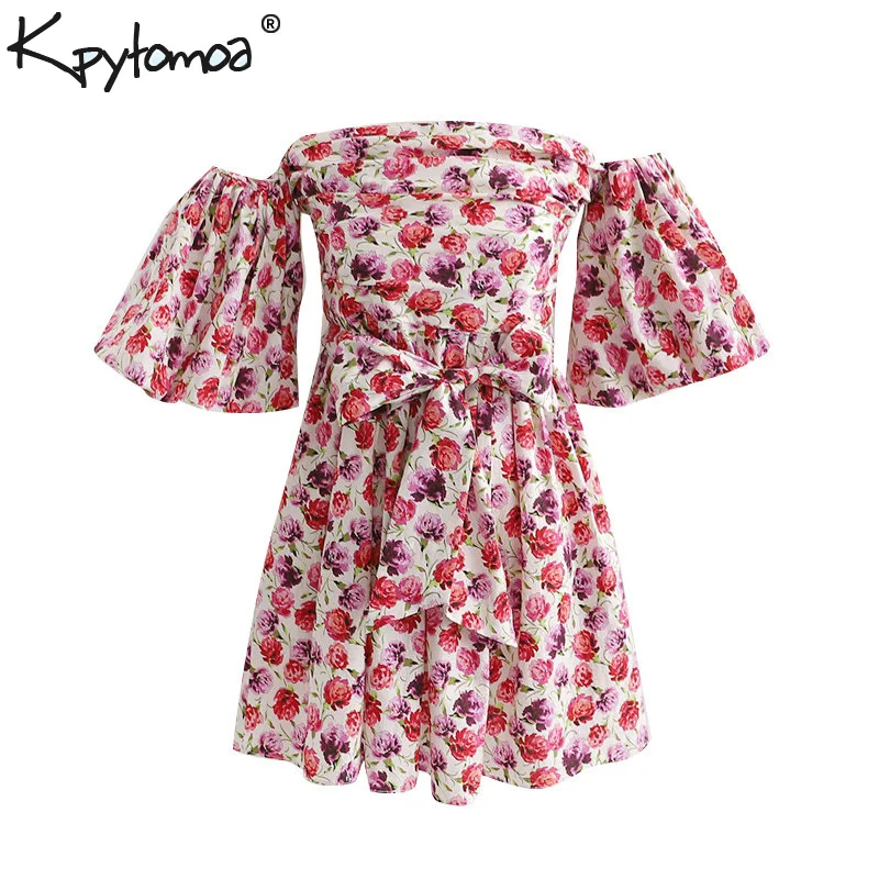 

Vintage Stylish Floral Print With Sashes Mini Dress Women 2019 Fashion Back Elastic Side Zipper Dresses Casual Vestidos Mujer