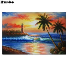5D Сделай Сам, алмазная вышивка, Паттен, закат на море, мозаика из горного хрусталя на заказ, алмазная живопись, вышивка крестиком, домашний декор