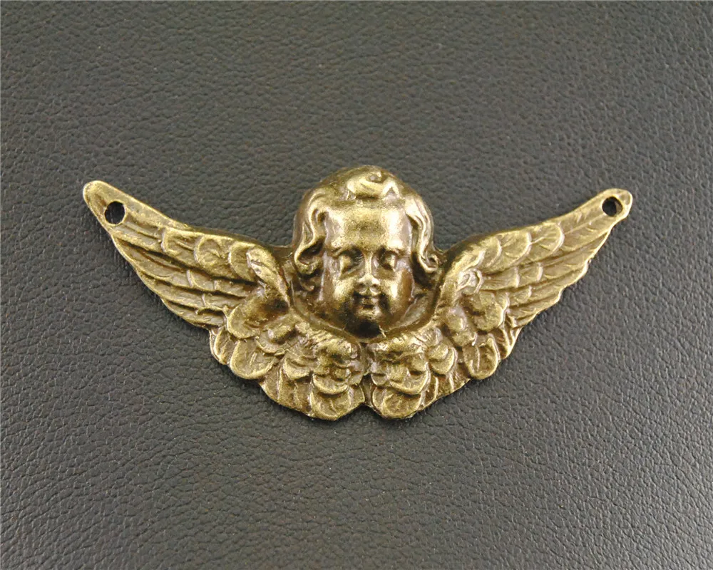 2pcs Bronze Angel Wings Charm Connector DIY Necklace Jewelry Findings 7x22mm A1344bronze angel