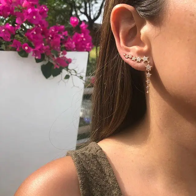 

2019 High fashion Womens delicate cute Star Dazzling Dorp Earring for lovely girls 11 Cz Stars Charm Brand Fine Earrings Jewelry