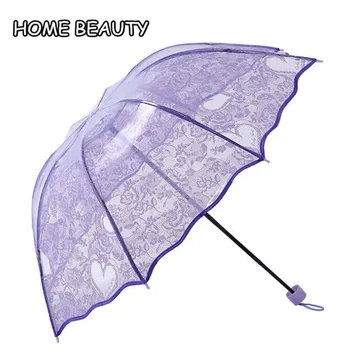 

Small transparent umbrellas for female princess lace parasol rain women's folding umbrella,paraguas,paraguas transparente YS007