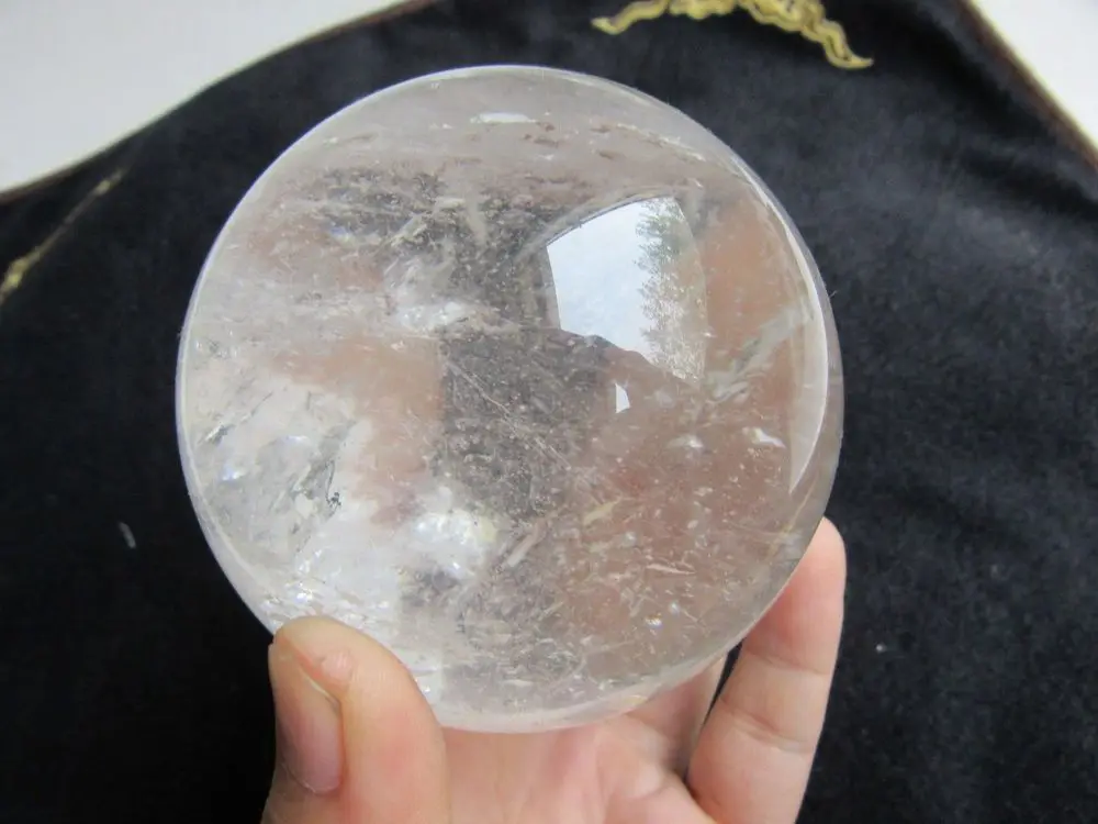 740g NATURAL CLEAR QUARTZ CRYSTAL SPHERE BALL Healingcrystal earphone