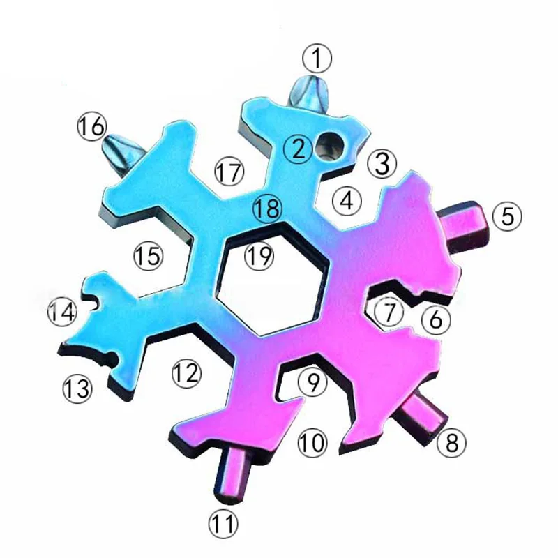 Snowflake Wrench EDC Multifunction Gadget Hexagon Octagon Compact and portable outdoor Snowflake tool card Bicycle repair Snowflake Wrench EDC Multifunction Gadget Hexagon Octagon Compact and portable outdoor Snowflake tool card Bicycle repair