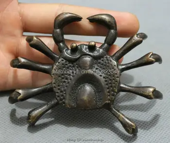 

Folk Chinese Bronze FengShui Wealth Marine Sea Crab Granchio Statue Sculpture