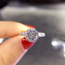 ANI 18K White Gold (AU750) Women Wedding Ring Certified H/VS1 Classic 1 CT Round Cut Real Diamond Romantic Lovers Proposal Ring