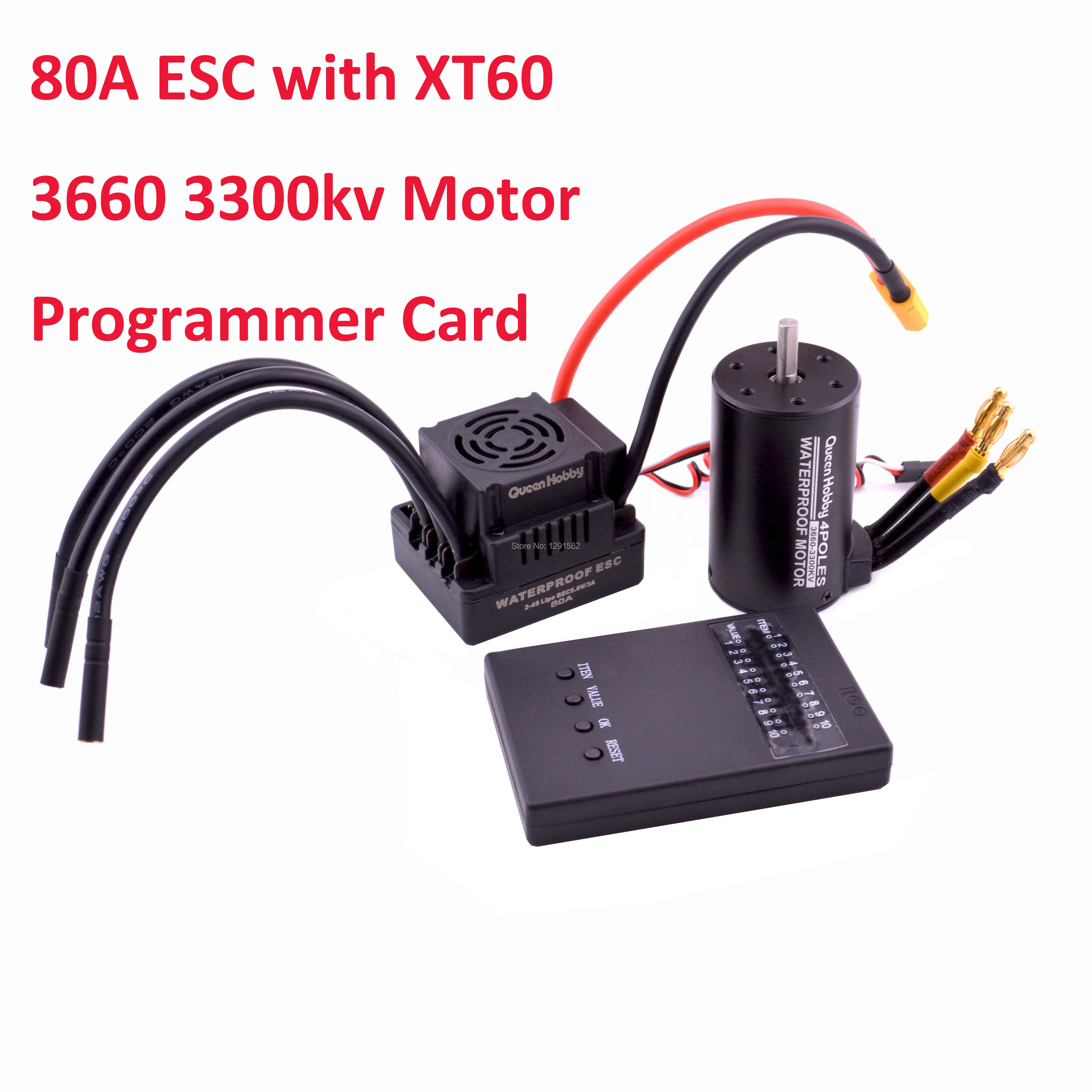 

80A 120A ESC 2-4S & 3660 3300KV 3800KV / 3670 2150KV 2650KV Brushless Motor for 1/8 1:8 RC Car Truck Model Part
