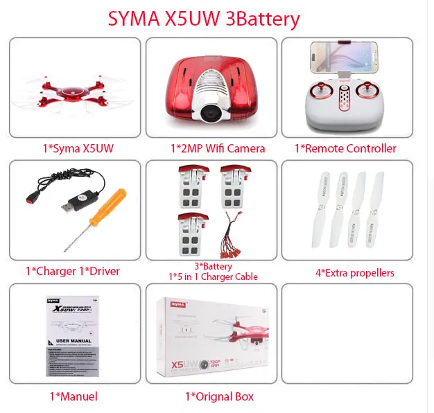 Новейшая модель; SYMA X5UW Дрон 720P WI-FI с видом от первого лица 2MP HD Камера вертолет высота удерживайте один ключ Land 2,4G 4CH 6 оси Квадрокоптер с дистанционным управлением - Цвет: Original box 3B