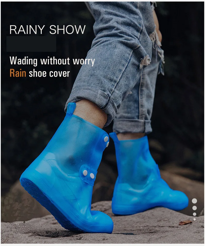 ПВХ водонепроницаемое покрытие на обувь от дождя многоразовые дождевые Чехлы для обуви унисекс противоскользящая эластичная обувь аксессуары