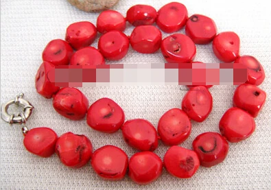 

huij 004906 CHARMING 16-17MM BAROQUE RED CORAL NECKLACE 18 INCH