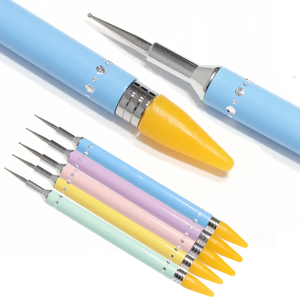 

1pcs Wax Dotting Pen Dual-ended Pencils Rhinestone Picker Nail Tools Steel Rhinestone Handle Random Color Nail Art Dotting TR046