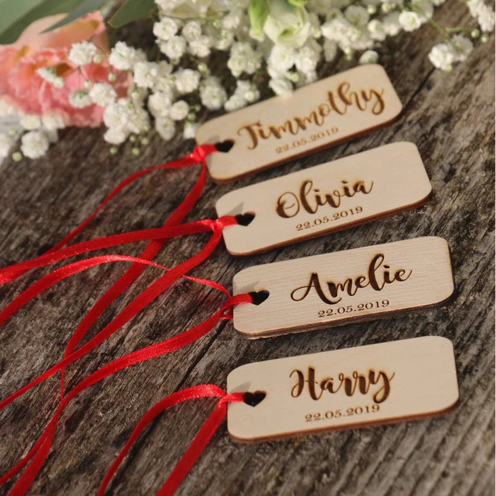 

Custom Wedding Place Name Sign Wood Wedding Party Table Decor name Heart Tag For Wedding Baby Shower Birthday Guest Gift