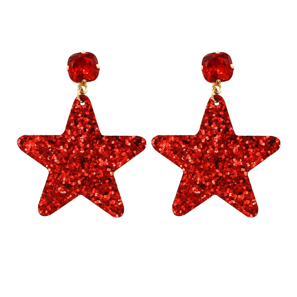 New Fashion Sequin Drop Earrings Bohemia Star Shape Plastic With Giltter Earring Jewelry Cubic Zirconia For Woman Wedding Party | Украшения