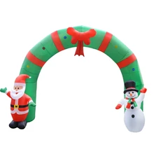 Christmas Decorations 8.2′ Width Airblown Inflatable Arch Stand With Santa Claus And Snowman Yard Art Decor