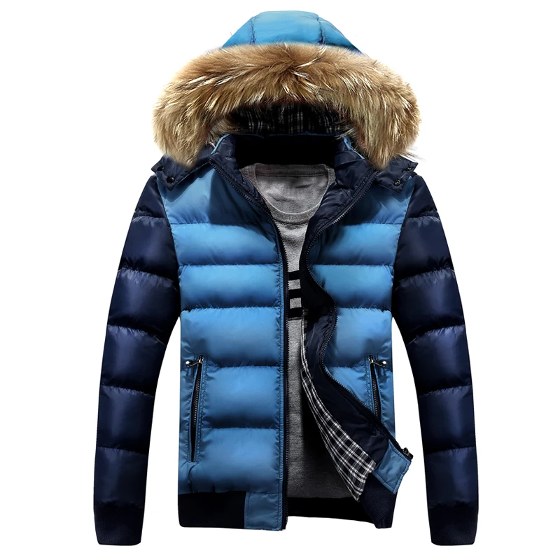 2016 Hot sell More Color Size M-3XL Hooded Design Warm Winter jacket Mens Parka,Free shipping High quality Down jacket fur hood