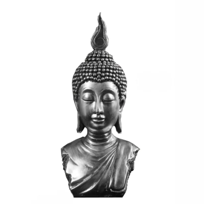 Buddha Head Statue Resin Thailand Buddha Sculpture Hindu Fengshui Figurine Hotel Living Room Meditation Miniature Home Decor (2)