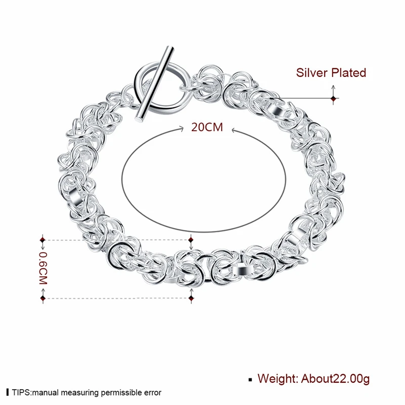 New Trendy Geometry 925 Silver Col Bracelets For Women Wedding Party Jewelry Simple Fashion Girl Lady Bracelet Christmas Jewelry