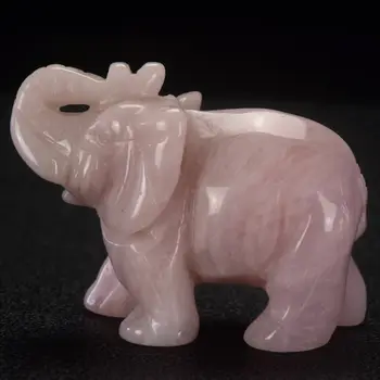 

2 inch carved rose quartz elephant animal lucky figurine Feng Shui Reiki decor