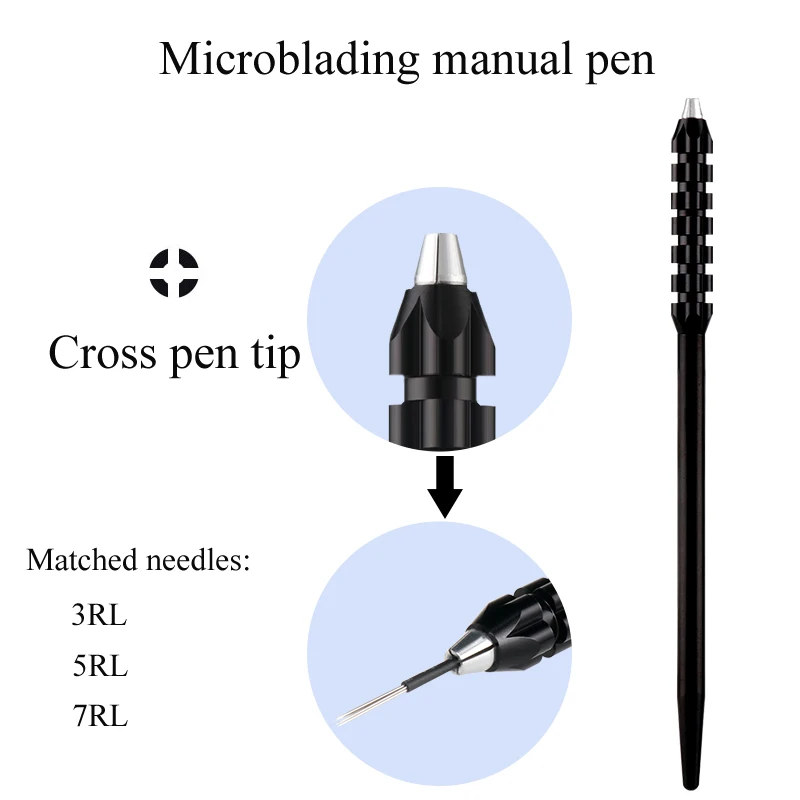Permanent Makeup Supplies Mini Tattoo Manual Pen with Needles Aluminium Alloy Microblading Pen for 3D Embroidery