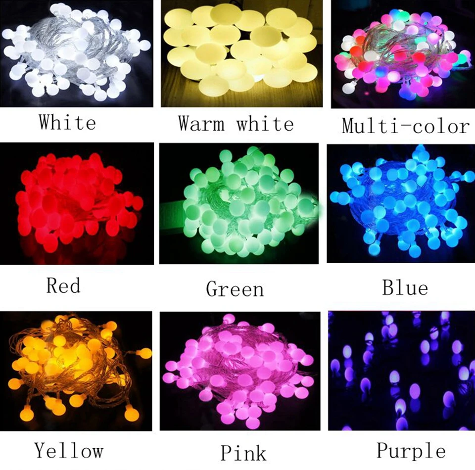 AC110/220V 10M 30M 50M Garland led Fairy lights holiday Ball String Lights Christmas tree Lights for Festival Holiday Star Party