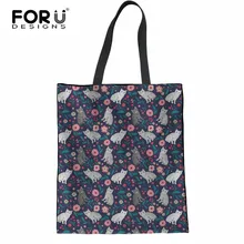 FORUDESIGNS/американская короткошерстная кошка с принтом льняной мешок для покупок Одна сумка на плечо холщовая Большая вместительная сумка дорожные пляжные сумки