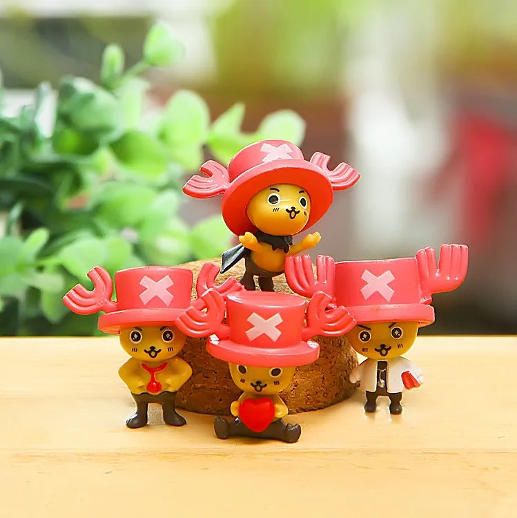 4pcs/set Tony Tony Chopper Figures with Pink Hat PVC Action Figure Model Toy 3CMchopper figure