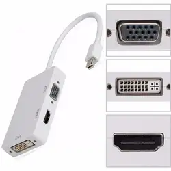 3 in1 Мини Дисплей Порты и разъёмы DP к HDMI VGA DVI Дисплей Порты и разъёмы Кабель-адаптер конвертер для Macbook Pro microsoft Surface Pro 2/3