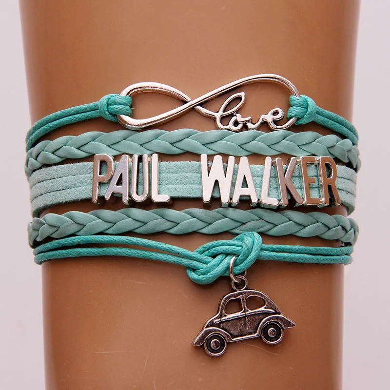 Infinity Love Paul Walker Bracelet Car Charm Leather Wrap Rope Bracelet Car Charm Leather Wrap Rope
