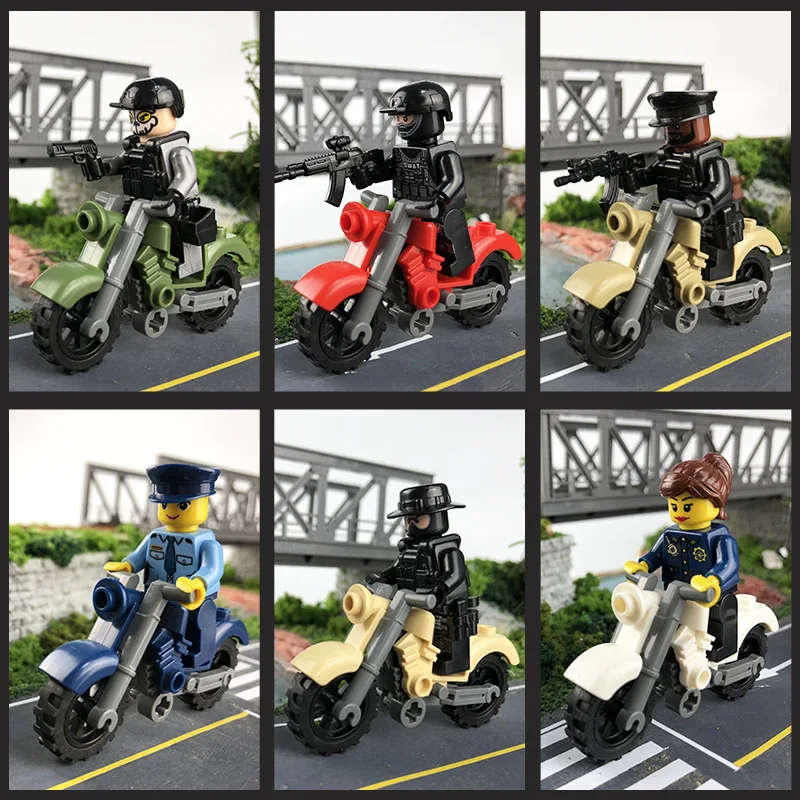 

CHENG WANG Blocks Motorcycle Multiple Colors And Styles Halle Moto Off-road Motorcycle Put The Doll On The Motorcycle Blocks
