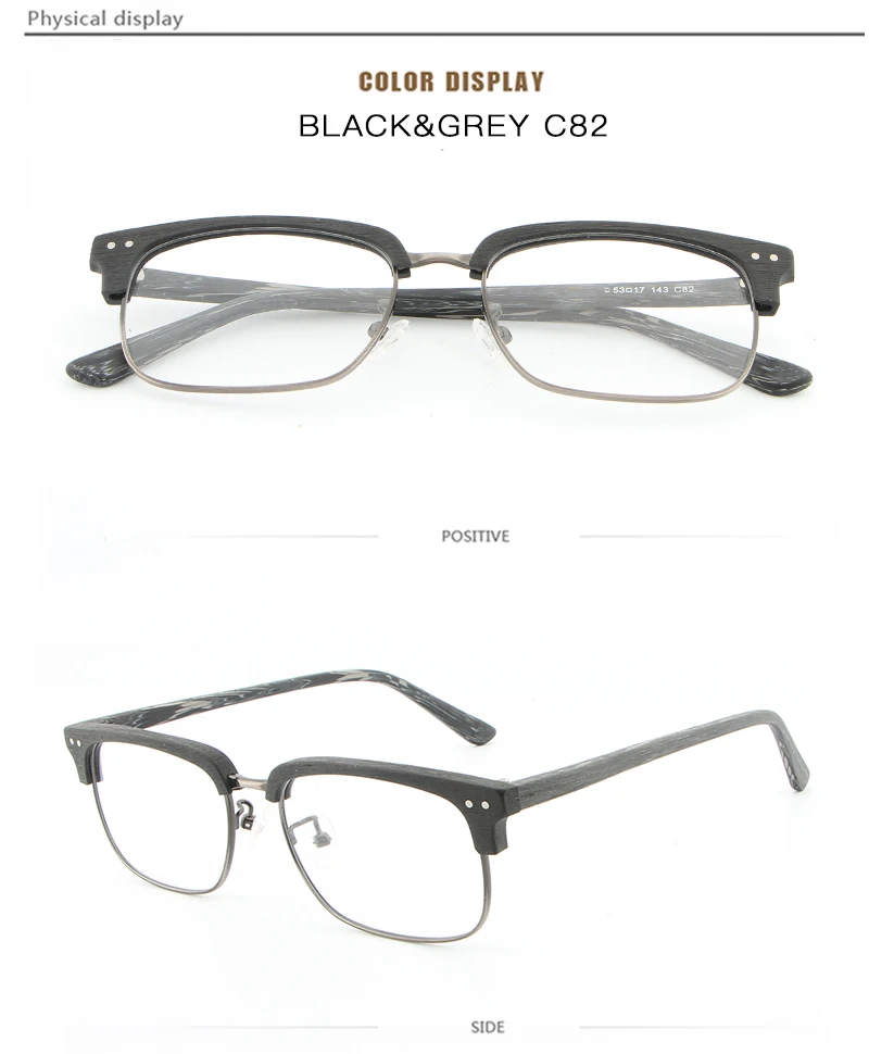 Винтажные оптические очки, оправа для женщин и мужчин, половинная оправа, деревянные очки de grau, ретро очки, оправа, высокое качество