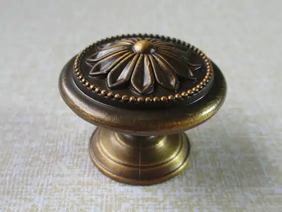 Dresser Knobs Flower Antique Brass Drawer Pulls Knobs Handles