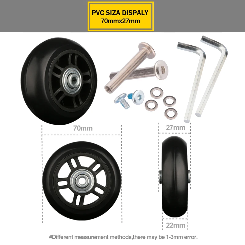 Колеса для багажного чемодана макияж аксессуары с колесиками чемодан ролики ПВХ 70 мм* 27 мм одиночный пароль колеса износостойкие ролики - Цвет: PVC-70-27