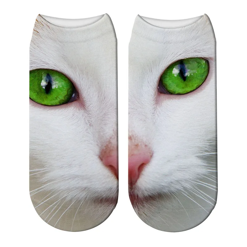 SexeMara/ дизайн, женские рождественские носки унисекс с 3D принтом кошки, Meias, женские носки с 3D принтом в виде кошачьей мордочки, Harajuku, милые короткие носки для домашних животных - Цвет: Style12