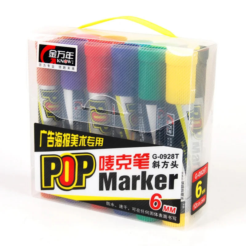 

12 Colors/Box Colorful 6mm-Chisel-Tip Art Marker for Advertisement & Poster & Office Supply
