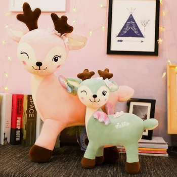 

Candice guo plush toy stuffed doll cartoon animal fly angel deer color wing bedtime story friend baby gift Christmas present 1pc