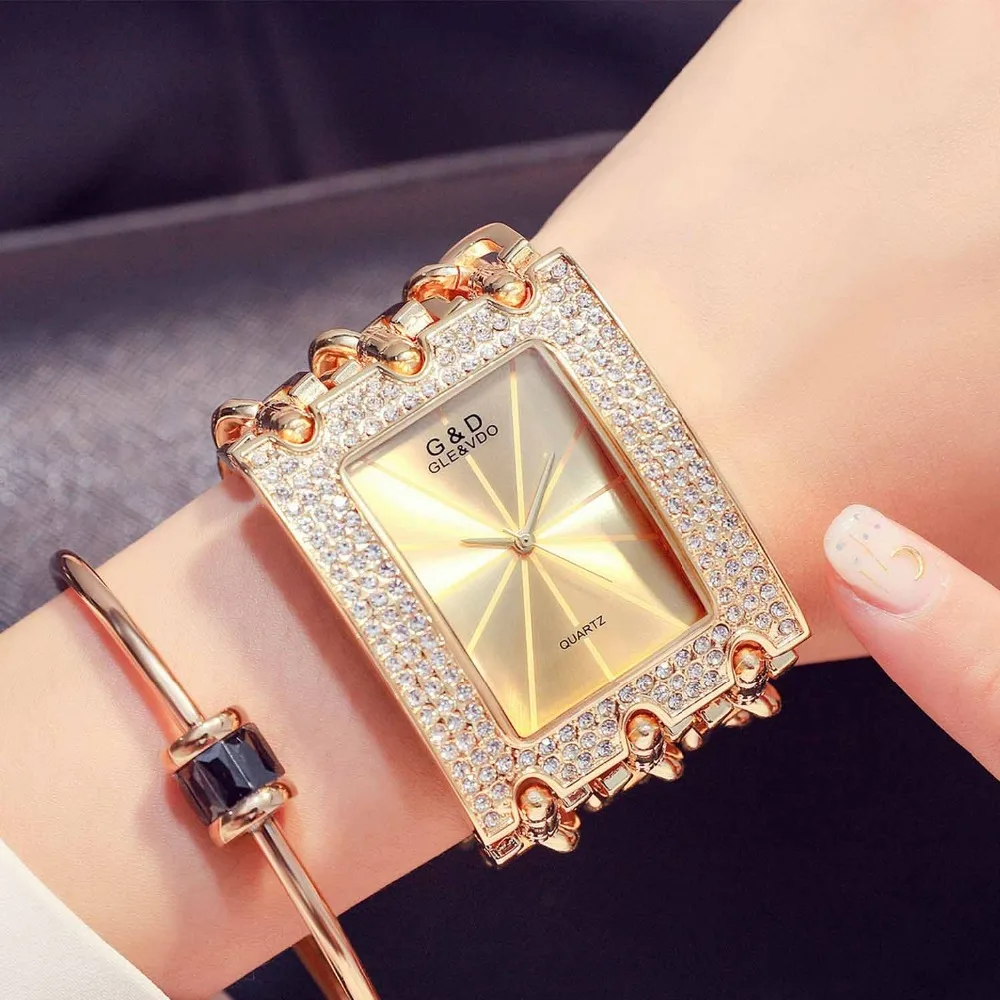 

2018 New Fashion Bracelet Watch Quartz Women Lady Dress Wristwatch Horloges Vrouwen Gift Box Free Ship