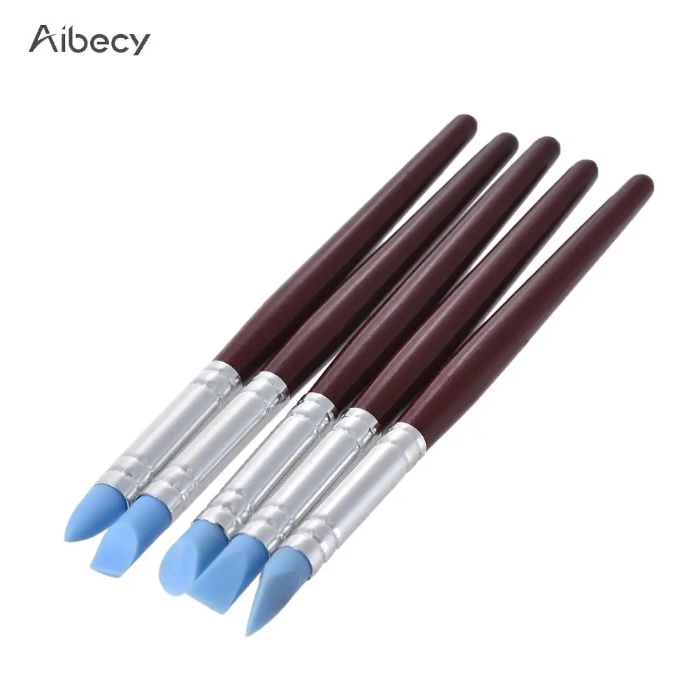 

5pcs Rubber Tip Paint Brushes Clay Tools for Sculpture Pottery Color Shaping Blending Drawing Modeling Remove Fingerprints