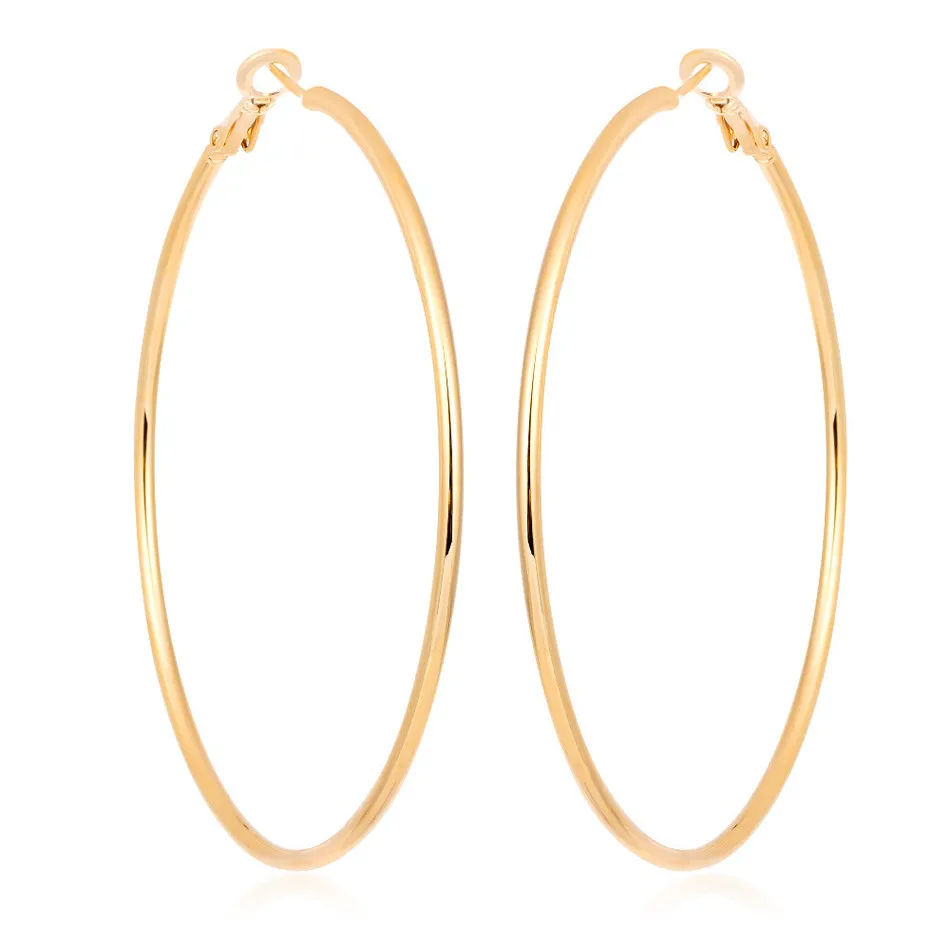 Женские серьги кольца в стиле хип хоп большие круглые желтого белого и золотого