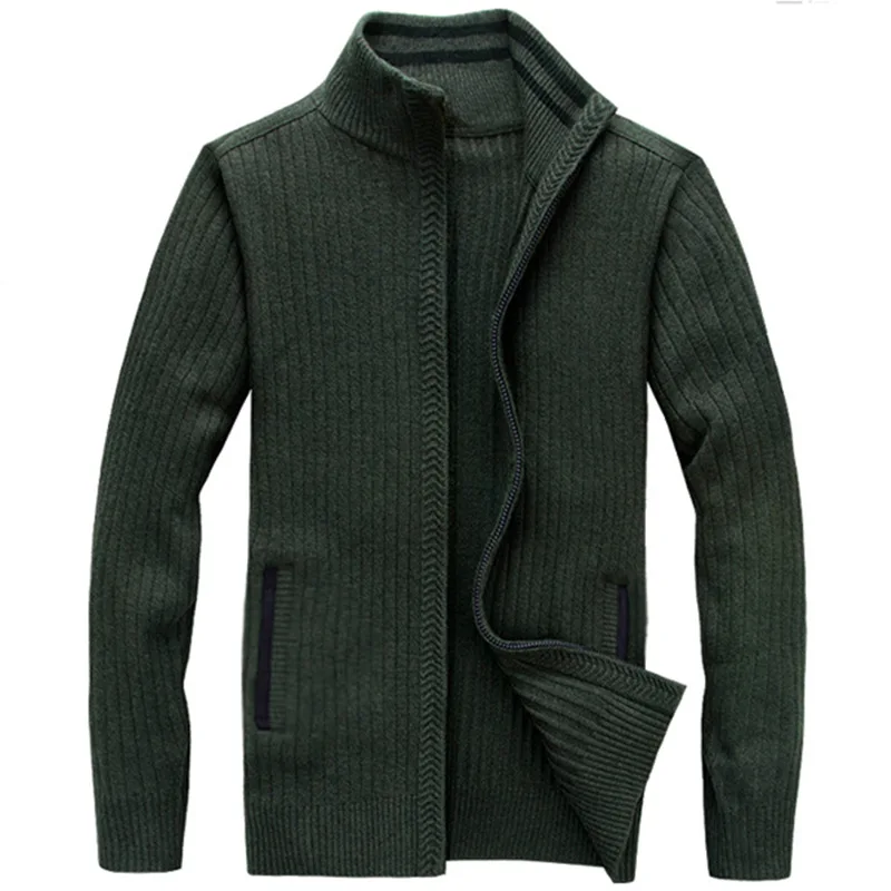 YIRUISEN Длинные мужские кардиганы размера плюс S-4XL толстые теплые шерстяные свитера для мужчин зимняя одежда свитер на молнии модное пальто B006 - Цвет: 88181