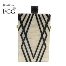 Бутик де фгг геометрические полосатые женские модные акриловые вечерние сумки цепь сумка через плечо жесткий футляр клатч кошелек
