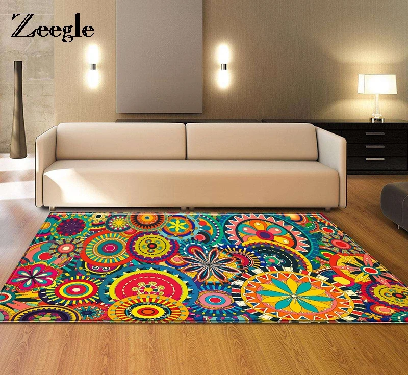 Zeegle Colorful 3D Carpets For Living Room Anti slip Floor Mats Carpets