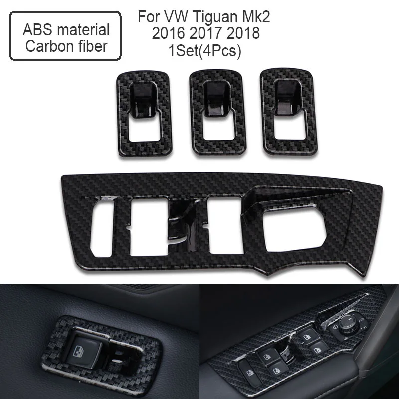 Atreus для Volkswagen Tiugan MK2, аксессуары для VW Tiguan, автомобильные стеклоподъемные панели, накладка, авто наклейки - Название цвета: ABS Carbon Fiber